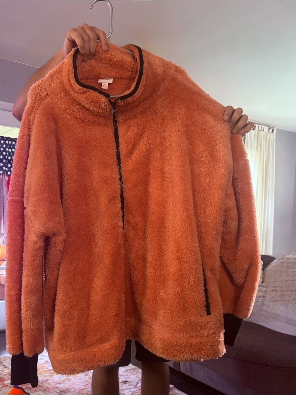 LuLaRoe Plush Half-Zip Teddy Jacket - Dark Rose pink with Black Trim